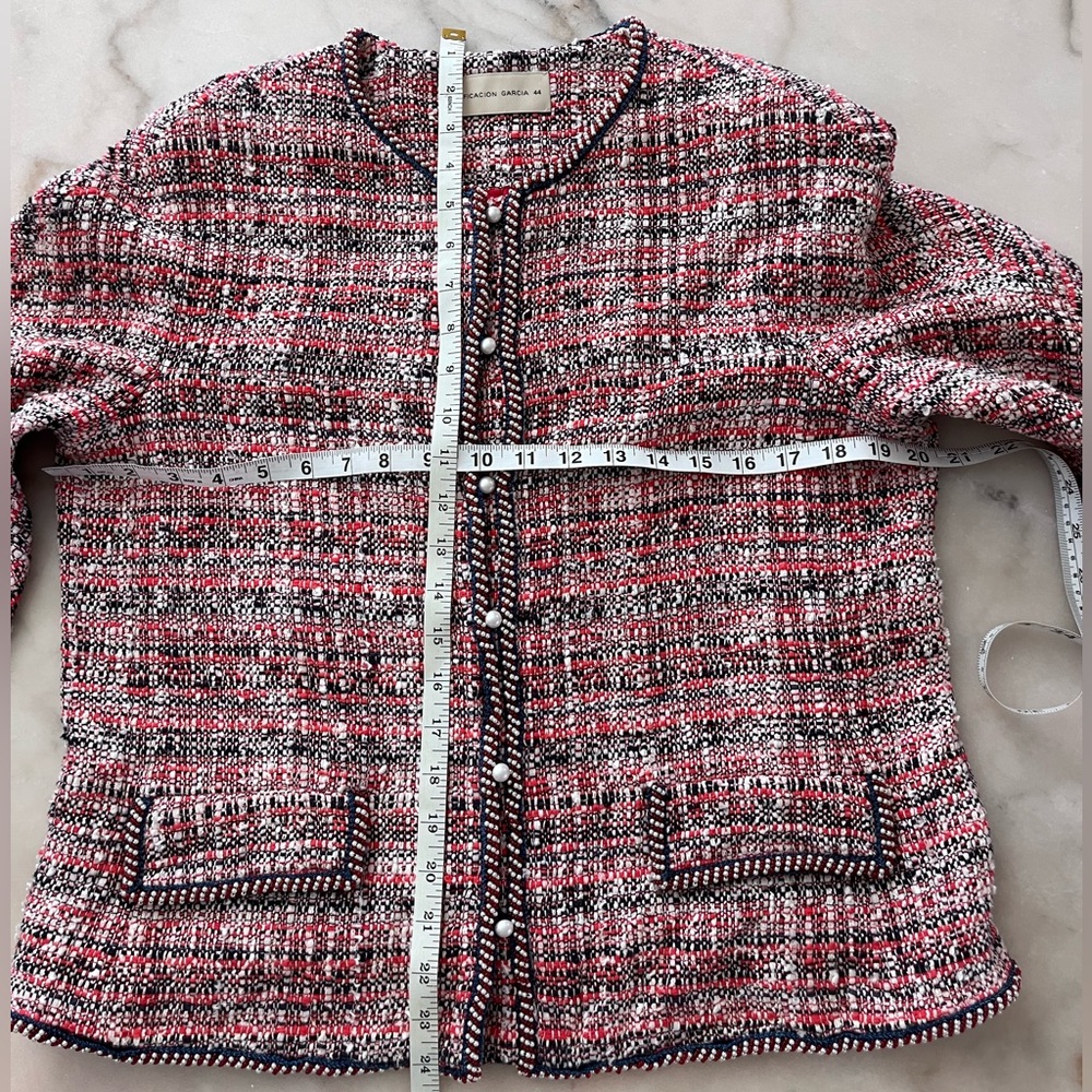 PURIFICACION GARCIA pearl button multicolor boucle tweed jacket blazer M/L 44 EU - Picture 5 of 17